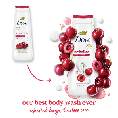 (4 Pack)  Body Wash for Women Moisturizing Revitalize Cherry & Chia Milk Cleanser, 20 Oz